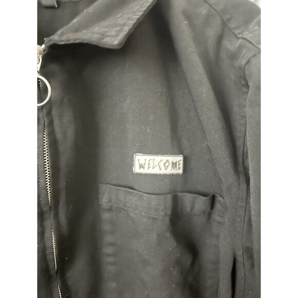 Welcome Men’s Black ZIP Up Collared Shirt Sz XL Goth Skater Punk - Picture 3 of 5